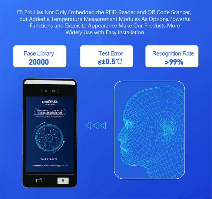 F5 Pro Face Recognition IC Card and QR Code and Access Control Machine