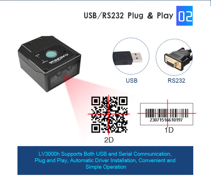 LV3000H Fixed Mount 2D Barcode Scanner