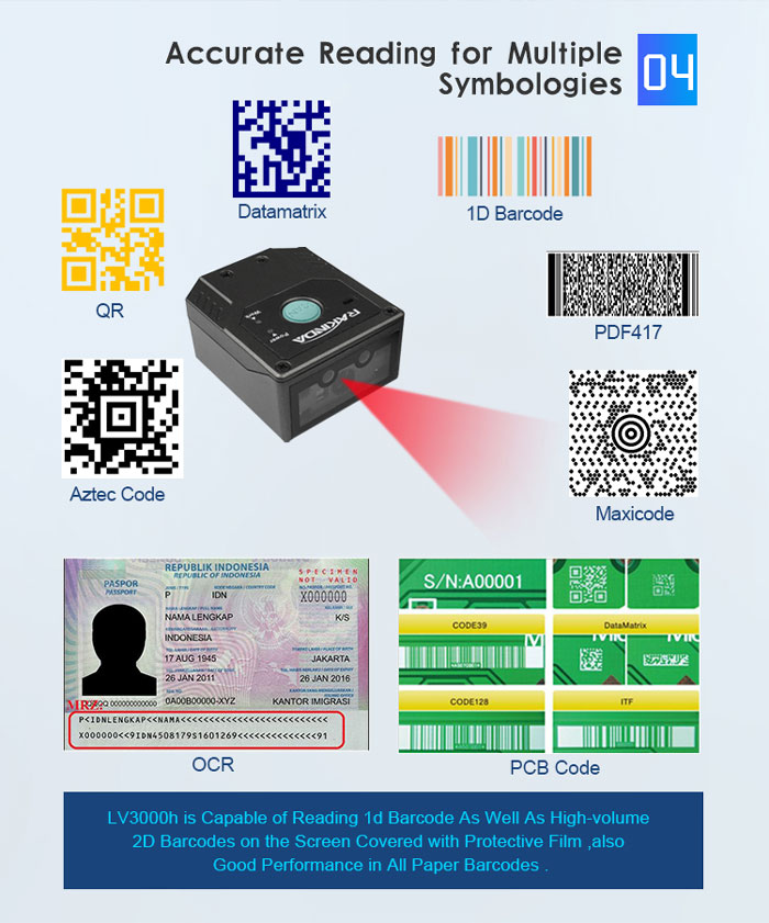 LV3000H Fixed Mount 2D Barcode Scanner