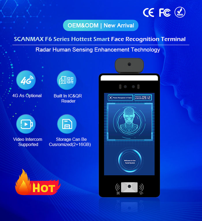 F6CS-FH Floor Standing Temp Measuring Face Recognition Device With Free SDK