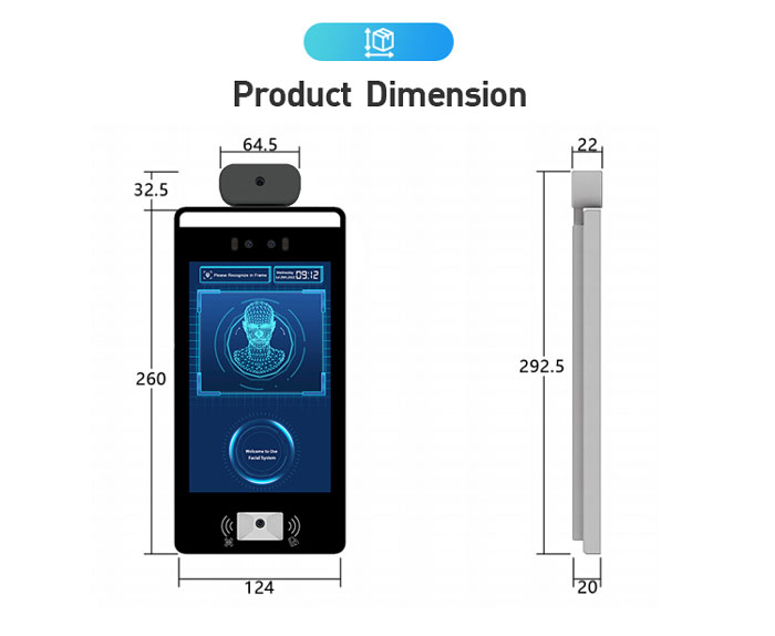 F6CS-TH SCANMAX Customized Software Facial Temp Terminal Built In QR Reader