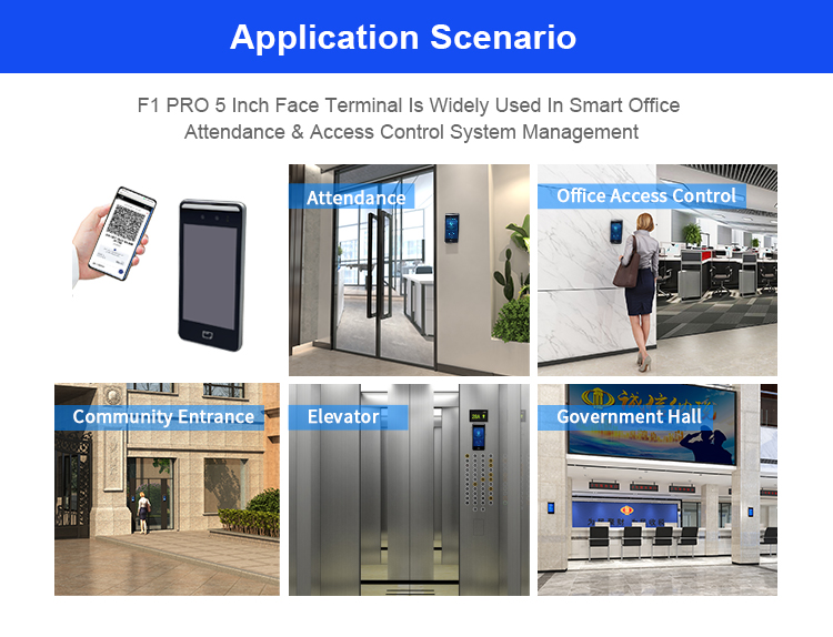 F1 PRO Smart 5 Inch Face Recognition Device Built In NFC Card Reader