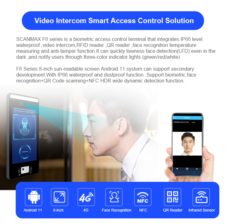 F6 Video Intercom Smart Access Control Face Recognition Device