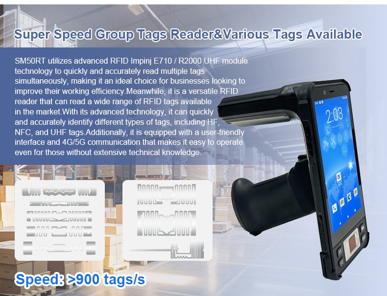 SM50RT Handheld UHF RFID Reader with Fingerprint Reader