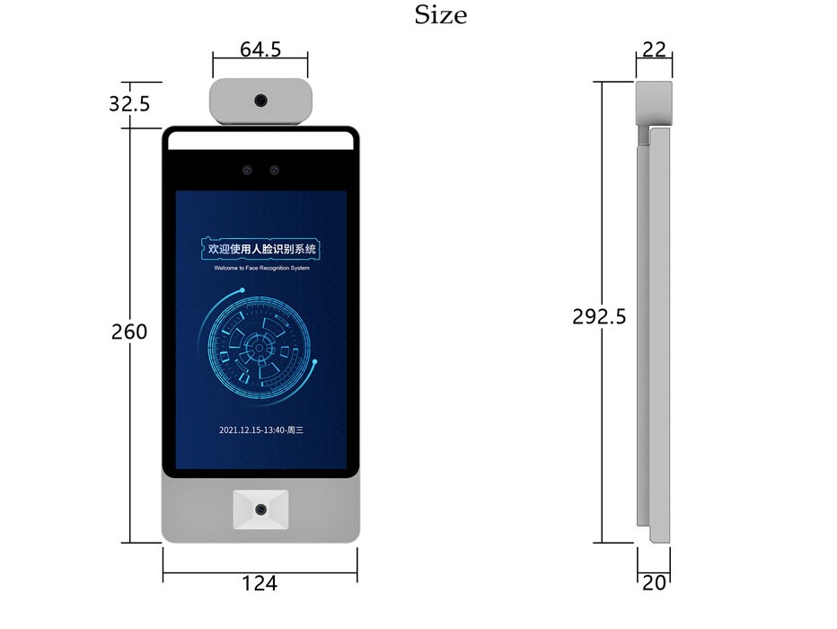 F6CS-FH Floor Standing Temp Measuring Face Recognition Device With Free SDK