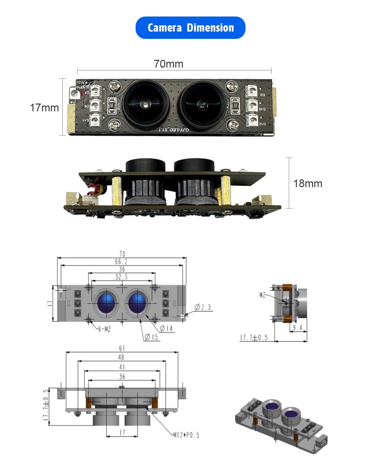 Dual Lens CMOS Sensor Night Vision Binocular Camera Module